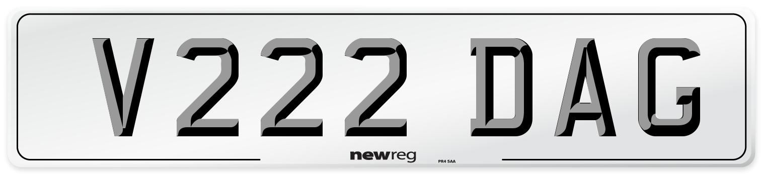 V222 DAG Number Plate from New Reg